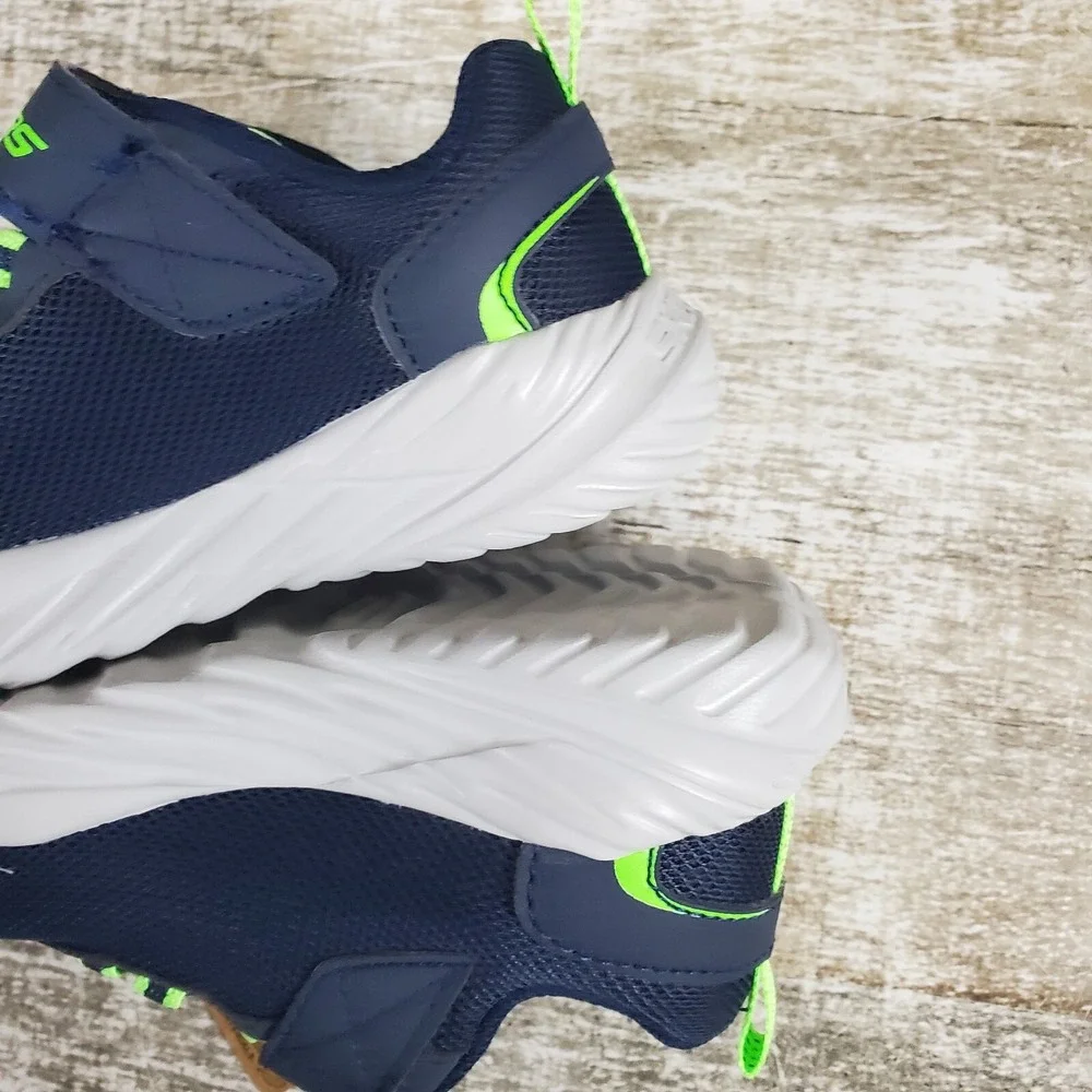 Skechers Nitro Sprint Kids Shoes Sz 9 Running Navy Blue Gray Logo Mesh Sneakers